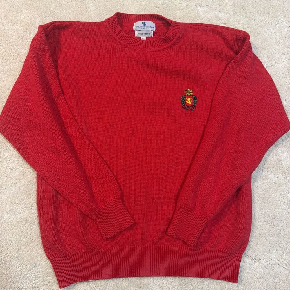 ENGLISH SPORTS SHOP Bermuda 100% Cotton Red Crewneck Pullover Sweater XL